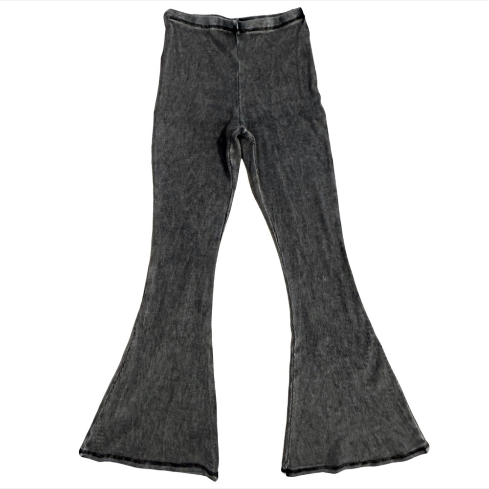 NWOT Acid-Washed Ribbed Flare Bell Bottom Pants